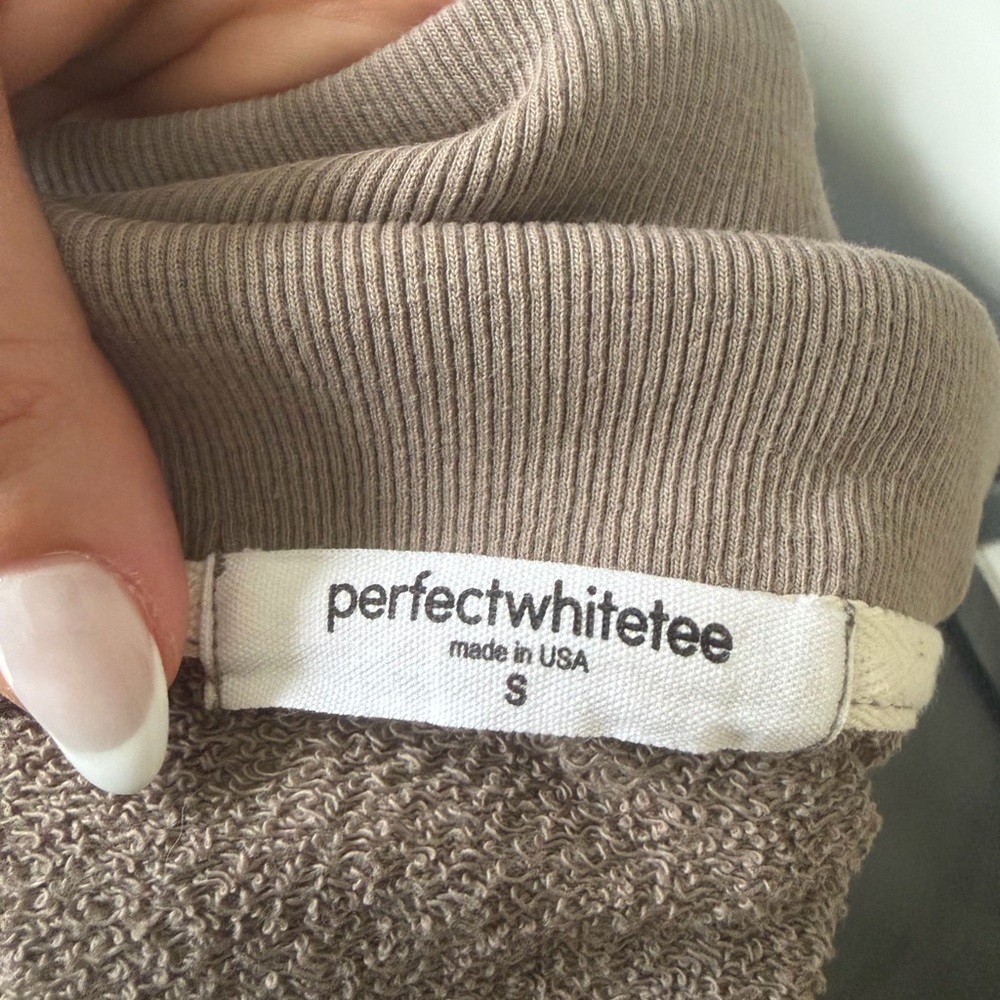 perfectwhitetee Quarterzip Pullover in Taupe - Picture 3 of 3